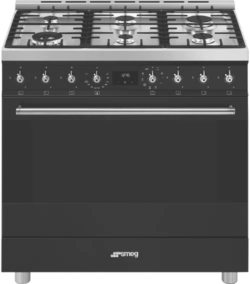 Smeg Classic 90cm Pyrolytic Freestanding Cooker, Matte Black-img