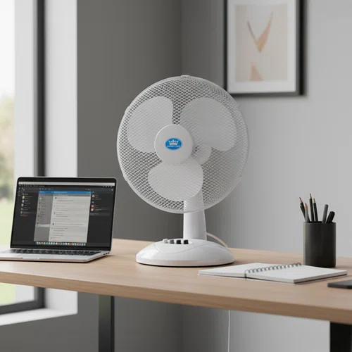 Prem-i-air 16" Compact Desk Fan - 3 Speed Settings, Oscillation & Adjustable Angle - White - EH5798-img
