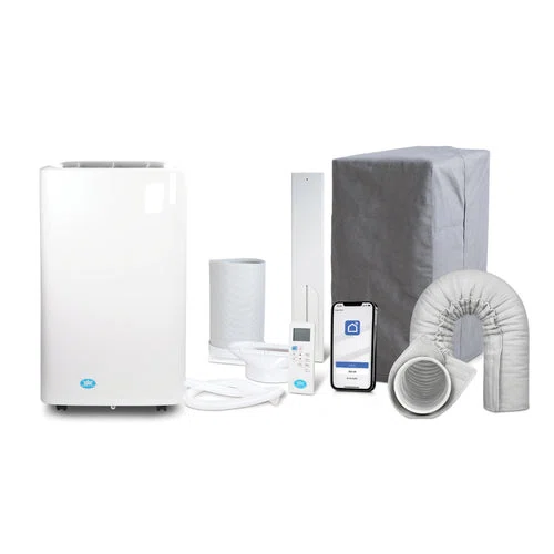 Prem-i-air 4-in-1, 14,000 Btu Portable Air Conditioner with Remote, WiFi & Dust Cover, White-img