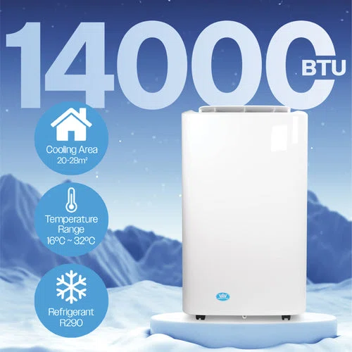 Prem-i-air 4-in-1, 14,000 Btu Portable Air Conditioner with Remote, WiFi & Dust Cover, White-img