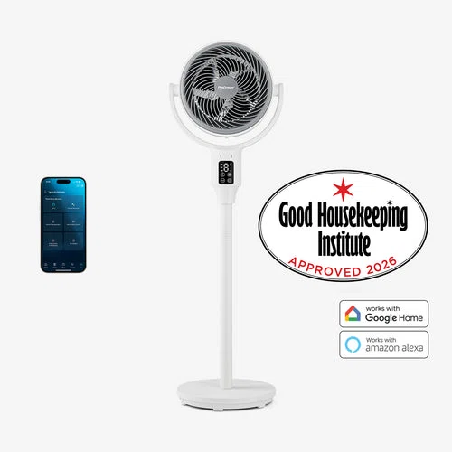 AirFlo™ 43" Smart Hybrid Pedestal Fan - Ultra-Quiet Air Circulator - White/Grey-img