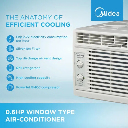 Midea 0.6HP Window Type Non Inverter Aircon - Billede 2
