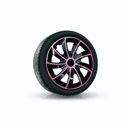 Universal hjulkapsler 14'' QUAD BiColor sort/lyserød 4 stk. - Billede 2